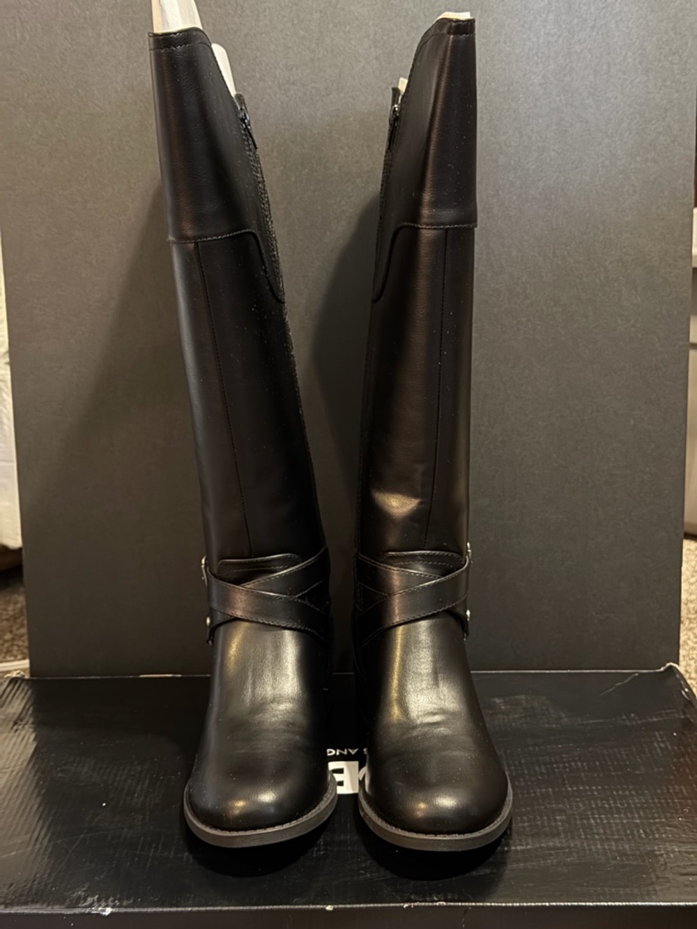 GBG Los Angeles Black Quilted Over-the-Knee Riding Boots